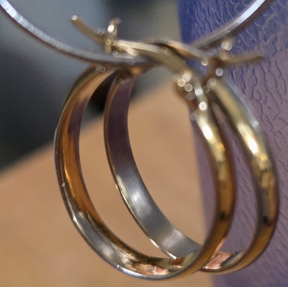 Gold and Sterling Silver Hoop Earrings